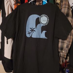 Vintage O'Neill Black Tee with Blue Wave Design